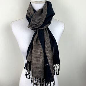 100% Cashmere Pashmina scarf *New* black bronze gold animal print